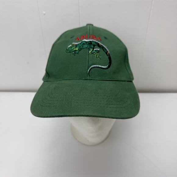 Aruba Hat Cap Green Iguana Embroidered Strapback Adjustable Cotton - Picture 2 of 10